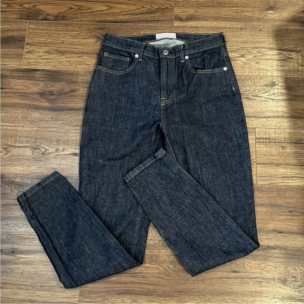 Everlane Womens High Rise Rigid Denim Jean RN 139393 Skinny Sz 28 Dark Wash - Picture 1 of 9